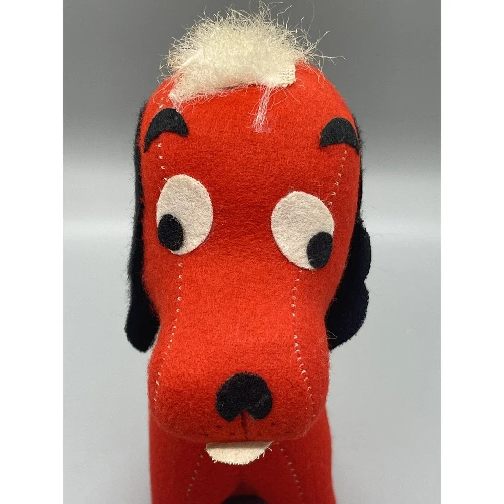 Vintage MCM‎ Red Felt Dog Christmas Decoration Made In Japan